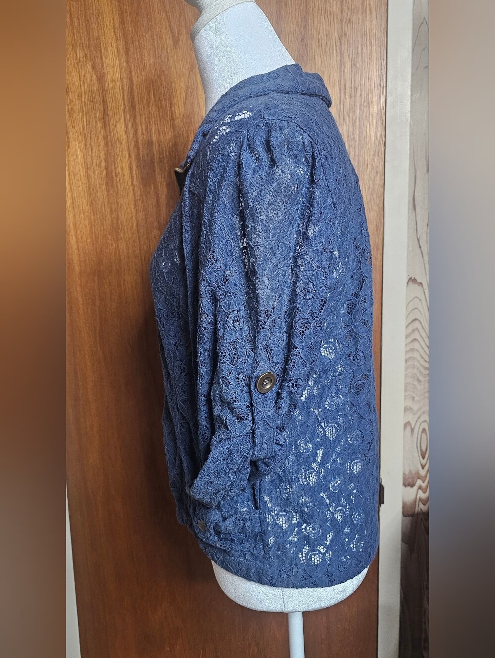 American Rag Navy Lace Zip Jacket - Picture 2 of 5